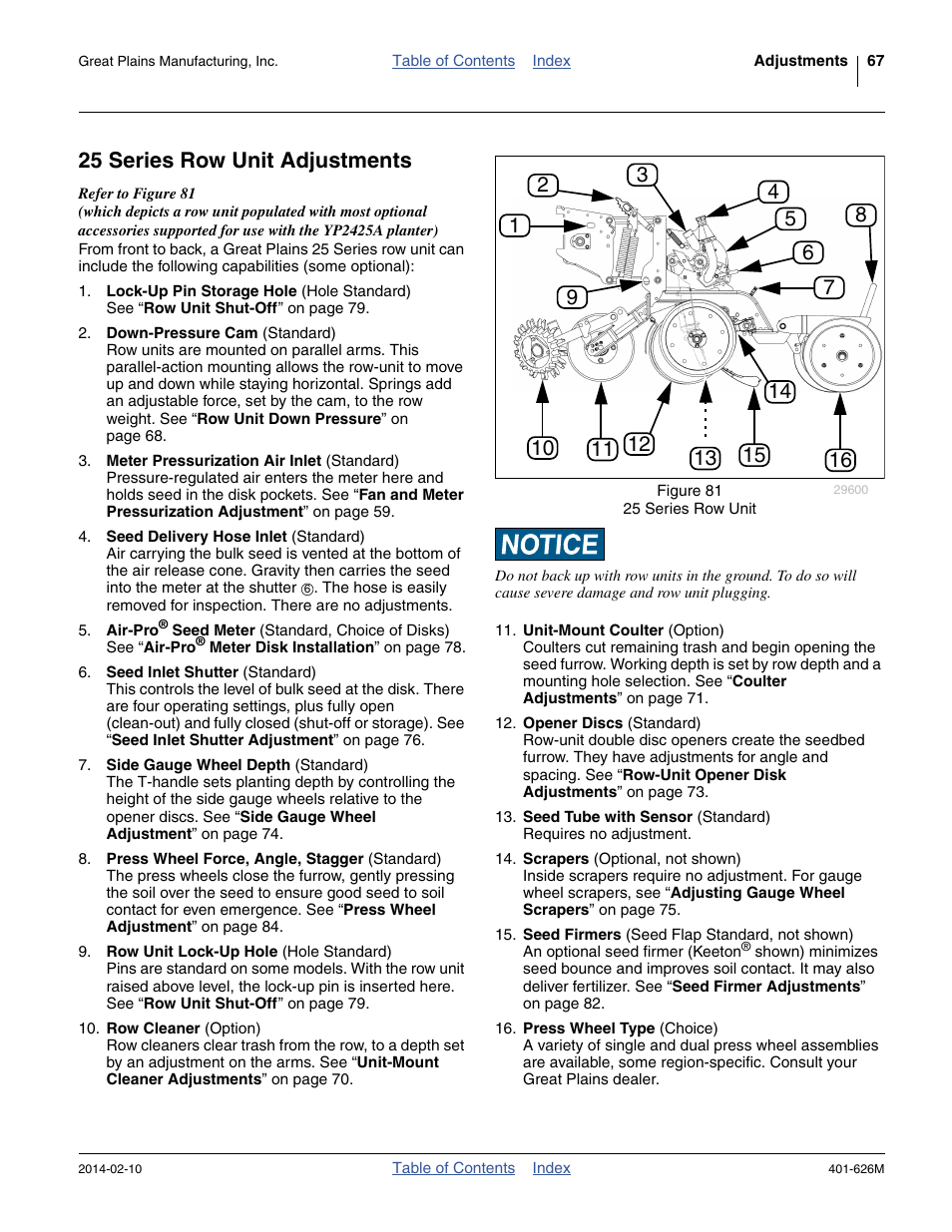 25 series row unit adjustments | Great Plains YP2425A Operator Manual User Manual | Page 71 / 172