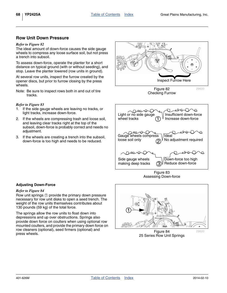 Row unit down pressure, Adjusting down-force | Great Plains YP2425A Operator Manual User Manual | Page 72 / 172