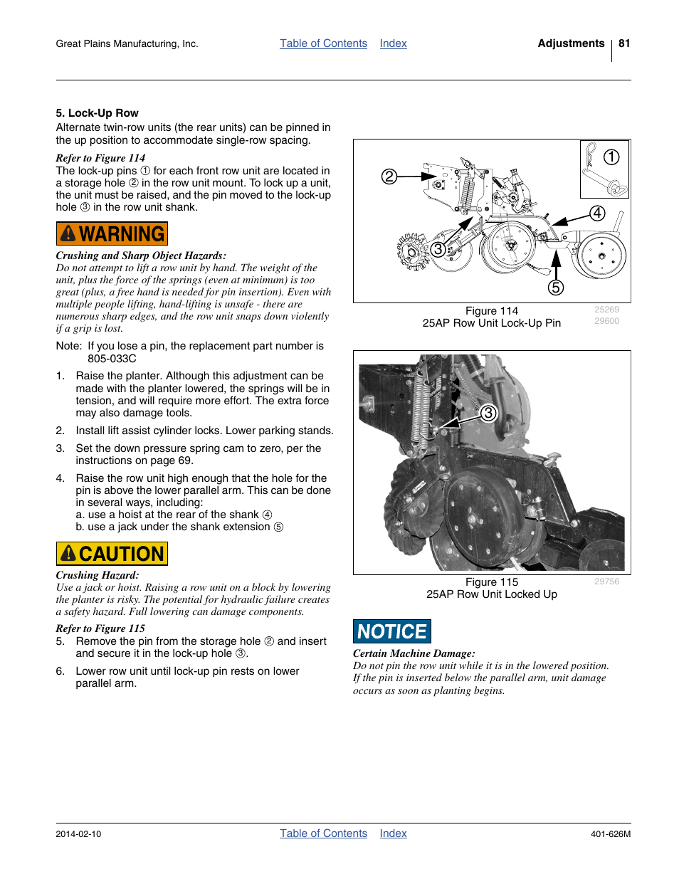 Lock-up row | Great Plains YP2425A Operator Manual User Manual | Page 85 / 172