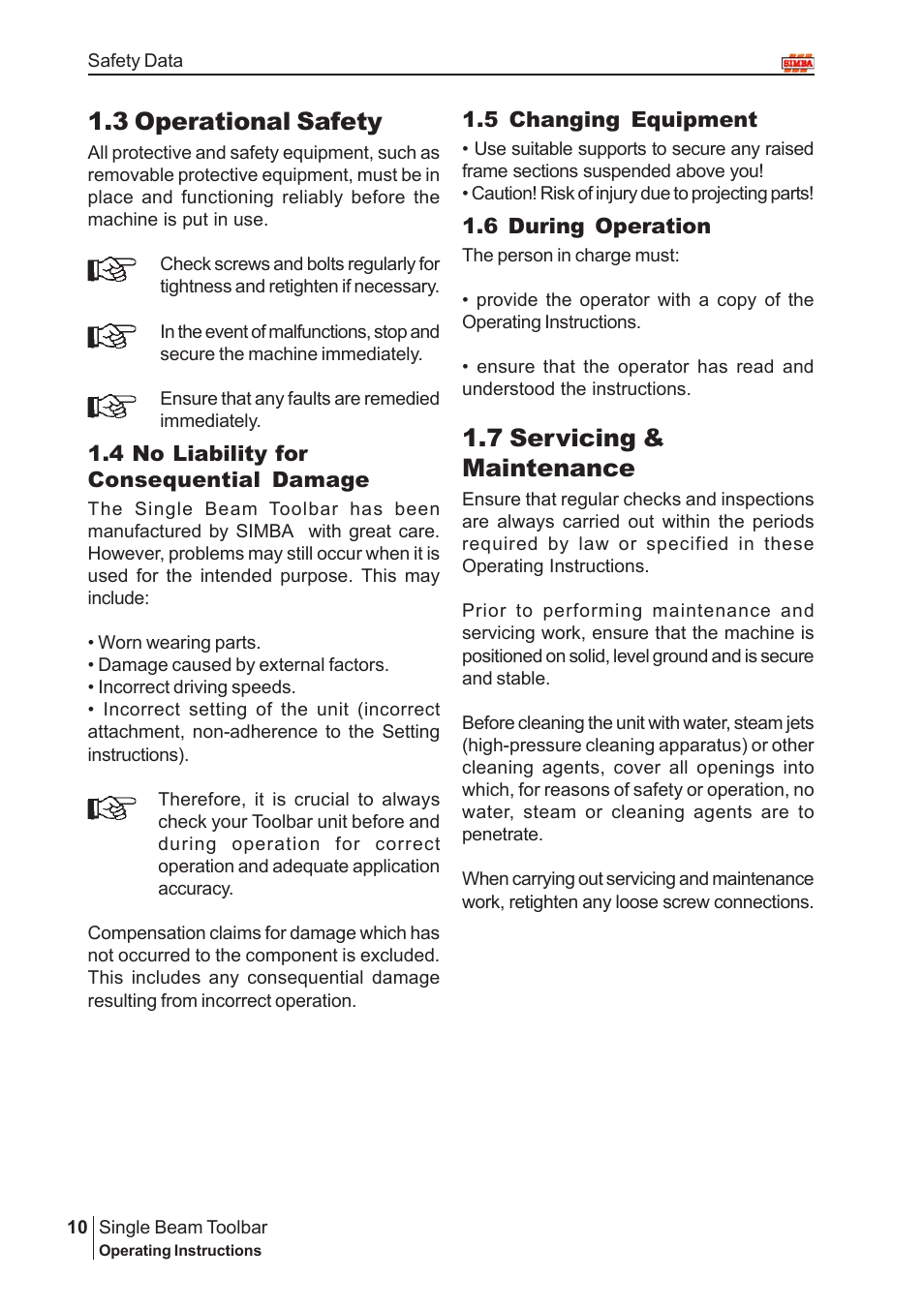 7 servicing & maintenance, 3 operational safety | Great Plains P13929 User Manual | Page 10 / 16