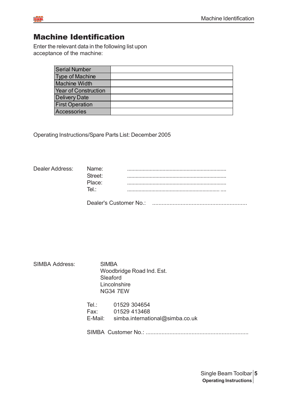 Machine identification | Great Plains P13929 User Manual | Page 5 / 16