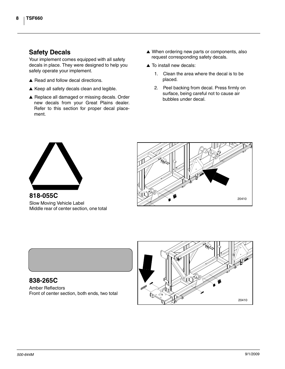 Safety decals, 055c, 265c | Great Plains TSF660 Operator Manual User Manual | Page 10 / 56