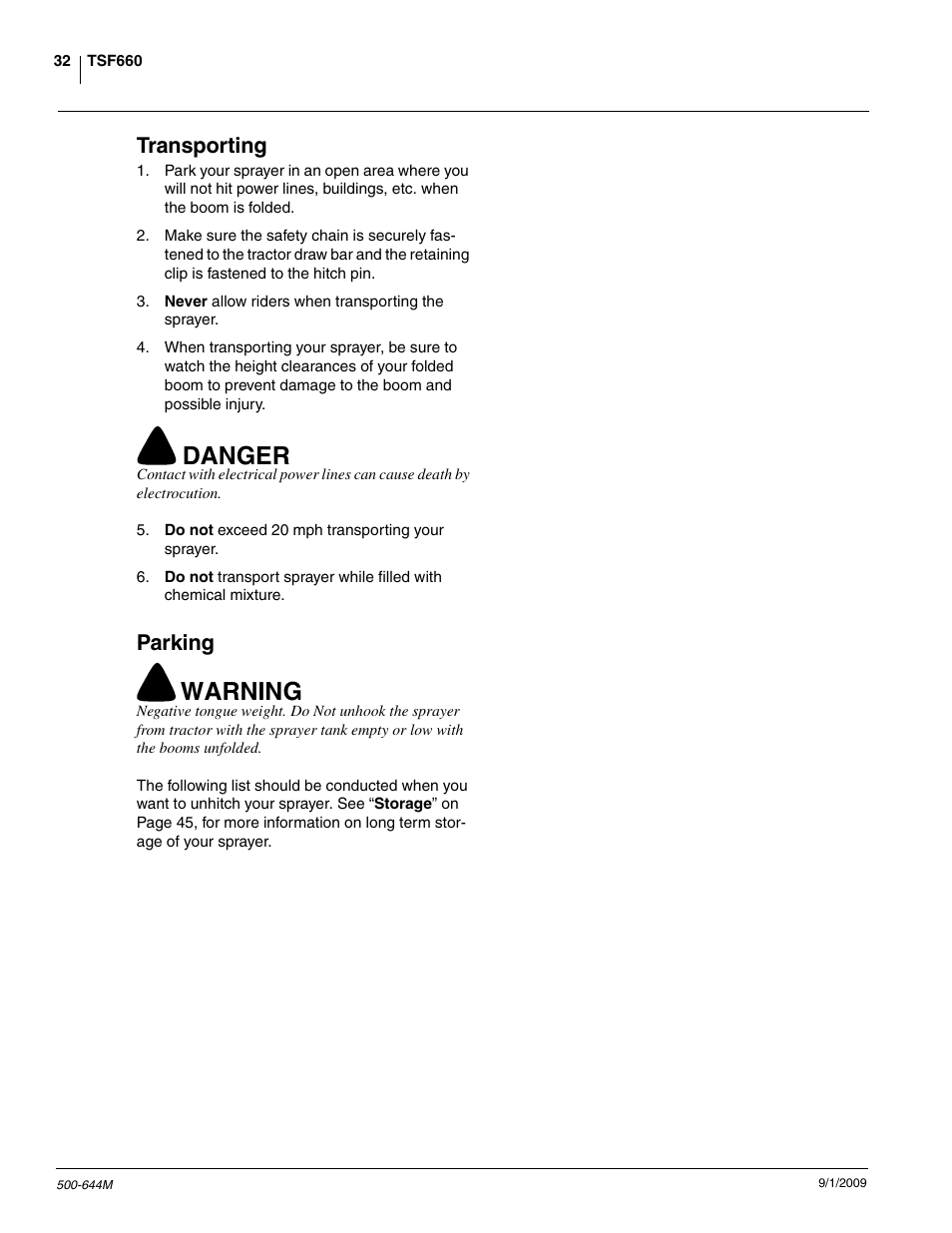 Danger, Warning | Great Plains TSF660 Operator Manual User Manual | Page 34 / 56