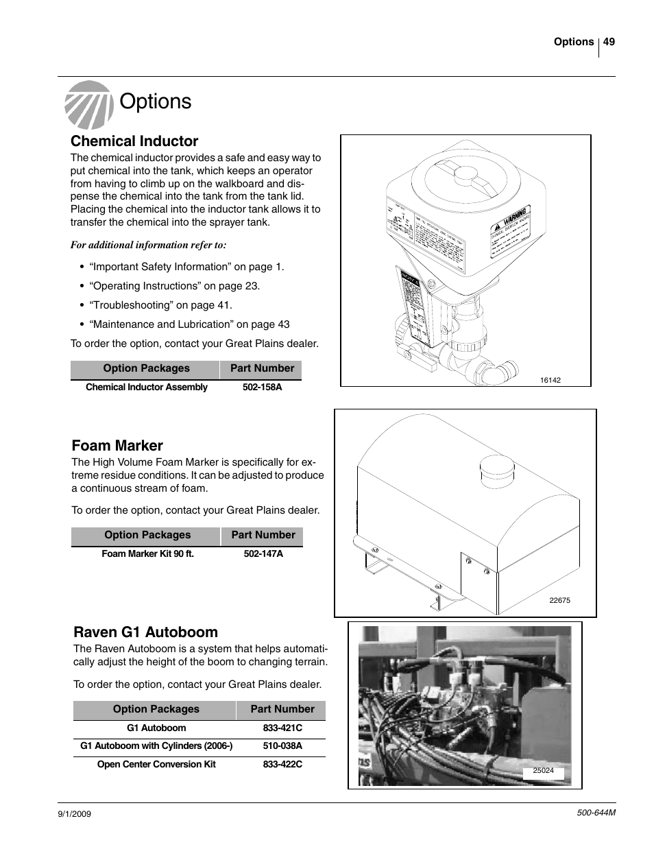 Options, Chemical inductor, Foam marker | Raven g1 autoboom | Great Plains TSF660 Operator Manual User Manual | Page 51 / 56
