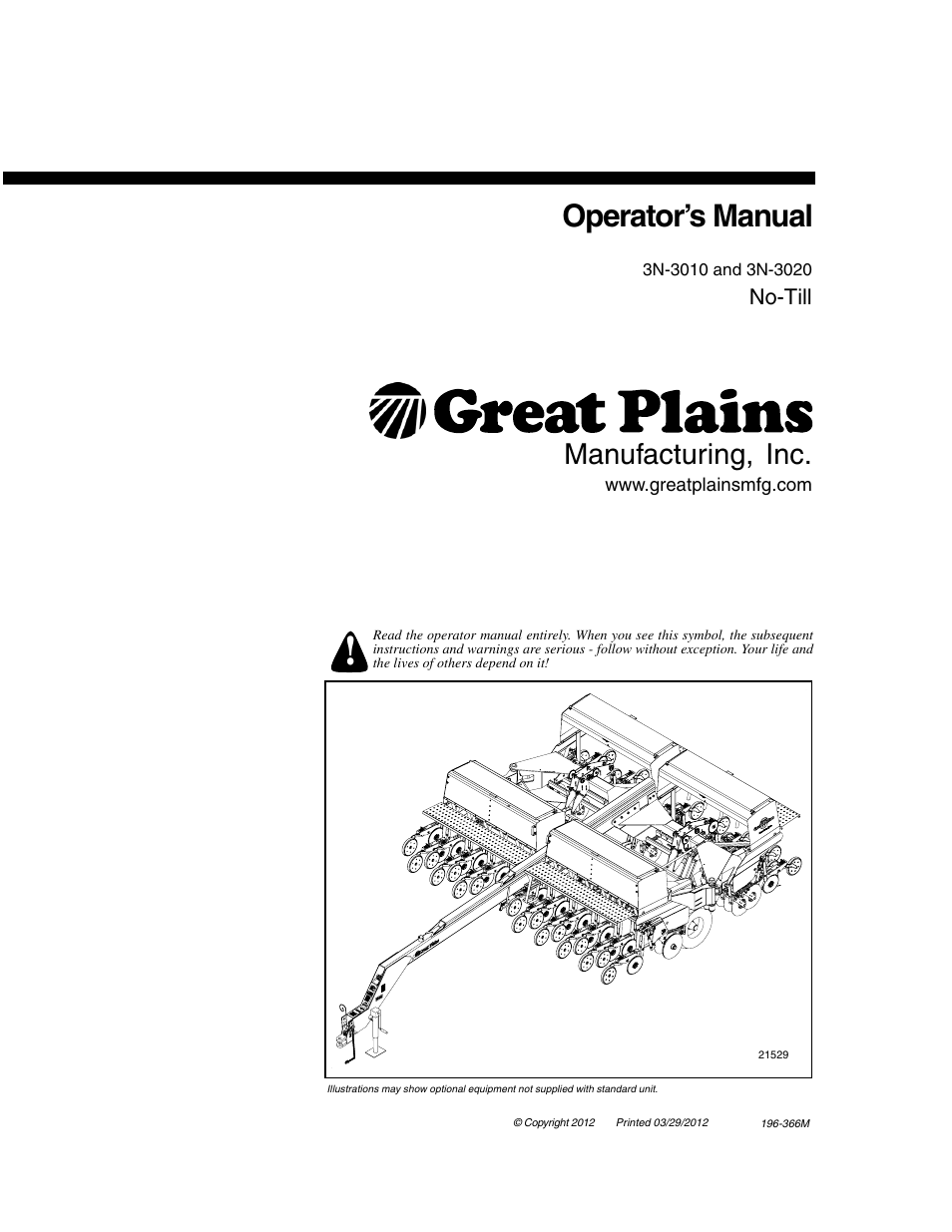 Great Plains 3N-3020 Operator Manual User Manual | 76 pages