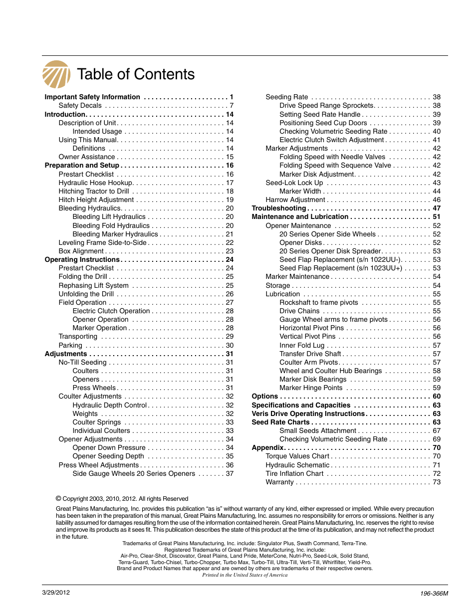 Great Plains 3N-3020 Operator Manual User Manual | Page 2 / 76