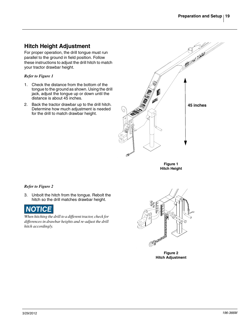 Hitch height adjustment | Great Plains 3N-3020 Operator Manual User Manual | Page 21 / 76