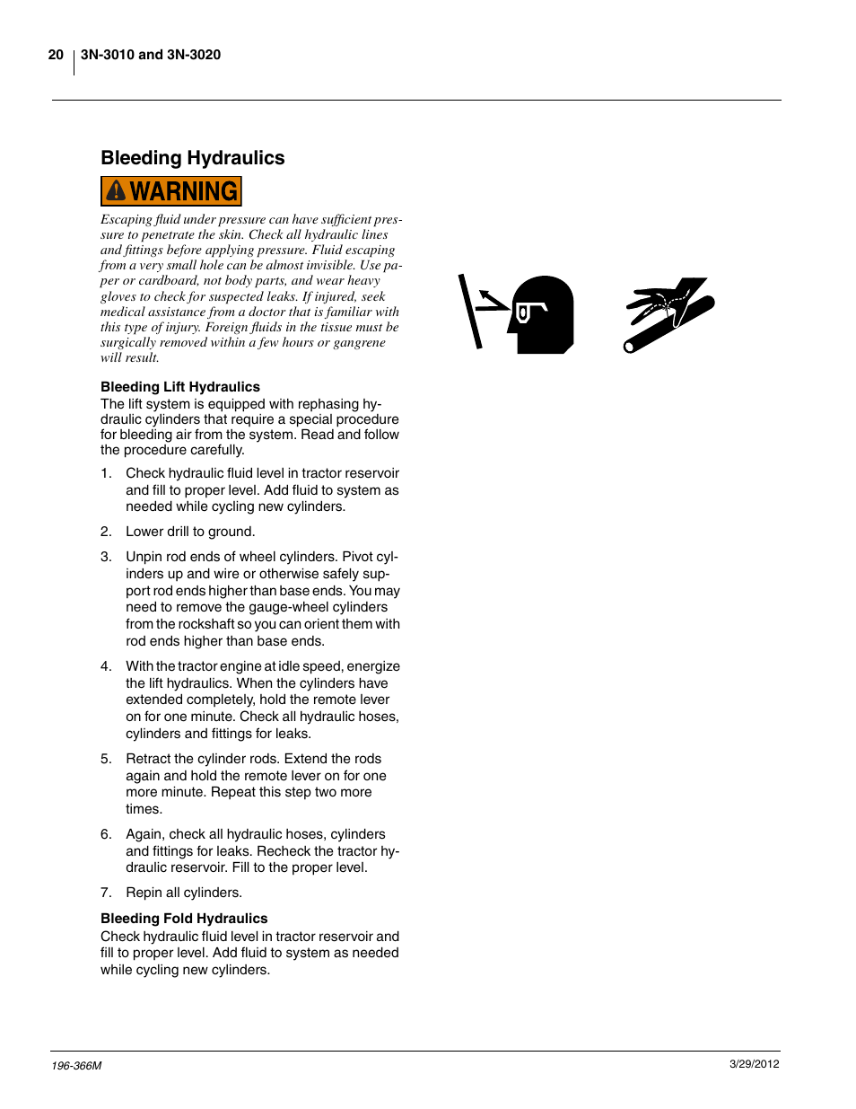 Bleeding hydraulics | Great Plains 3N-3020 Operator Manual User Manual | Page 22 / 76