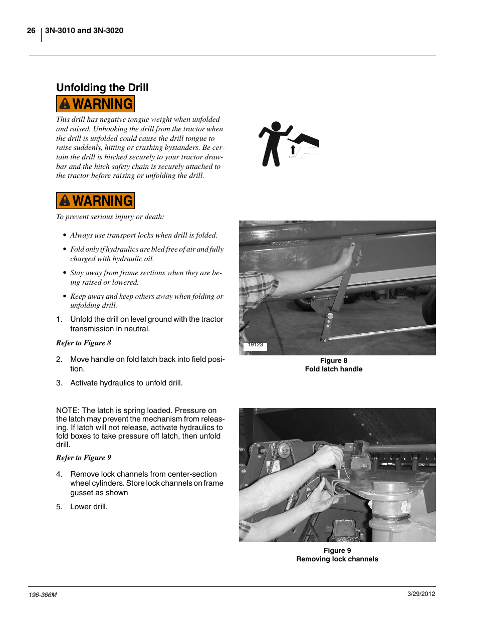 Unfolding the drill | Great Plains 3N-3020 Operator Manual User Manual | Page 28 / 76