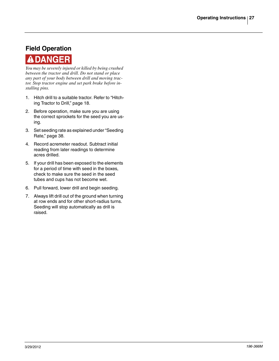 Field operation | Great Plains 3N-3020 Operator Manual User Manual | Page 29 / 76