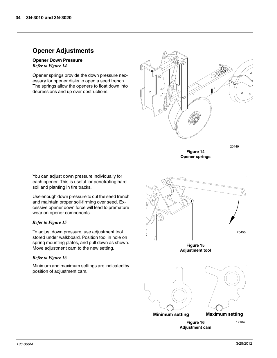 Opener adjustments | Great Plains 3N-3020 Operator Manual User Manual | Page 36 / 76