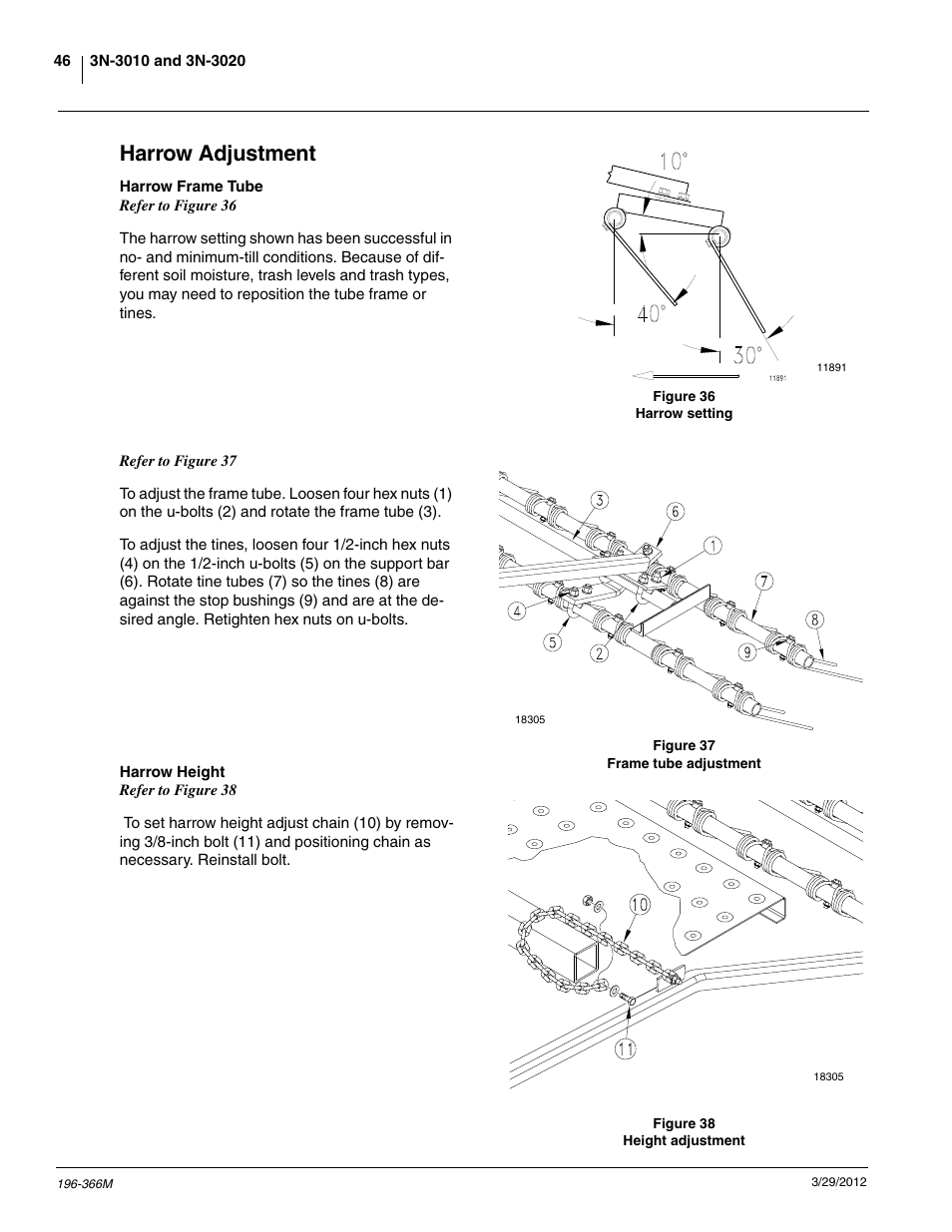 Harrow adjustment | Great Plains 3N-3020 Operator Manual User Manual | Page 48 / 76