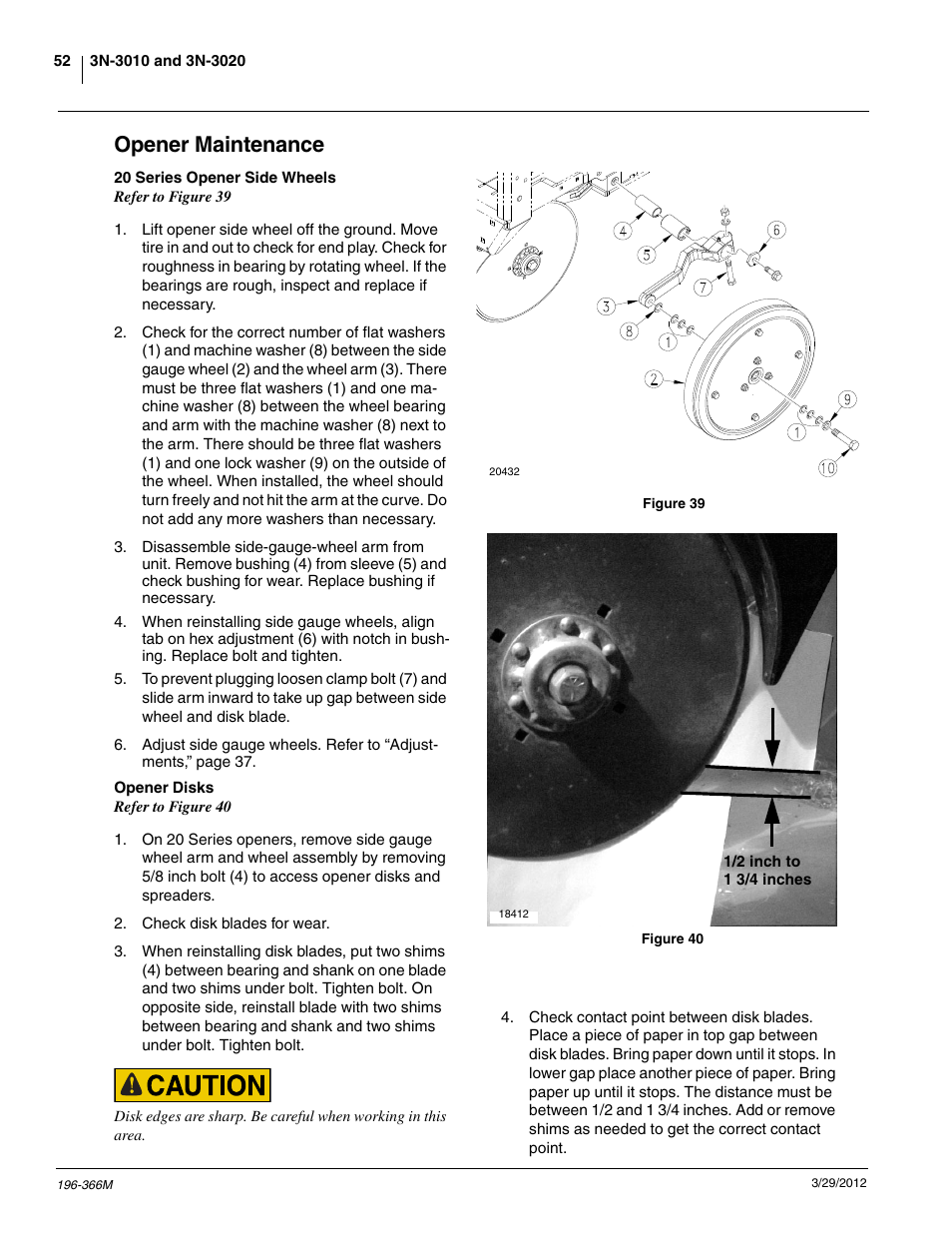 Opener maintenance | Great Plains 3N-3020 Operator Manual User Manual | Page 54 / 76