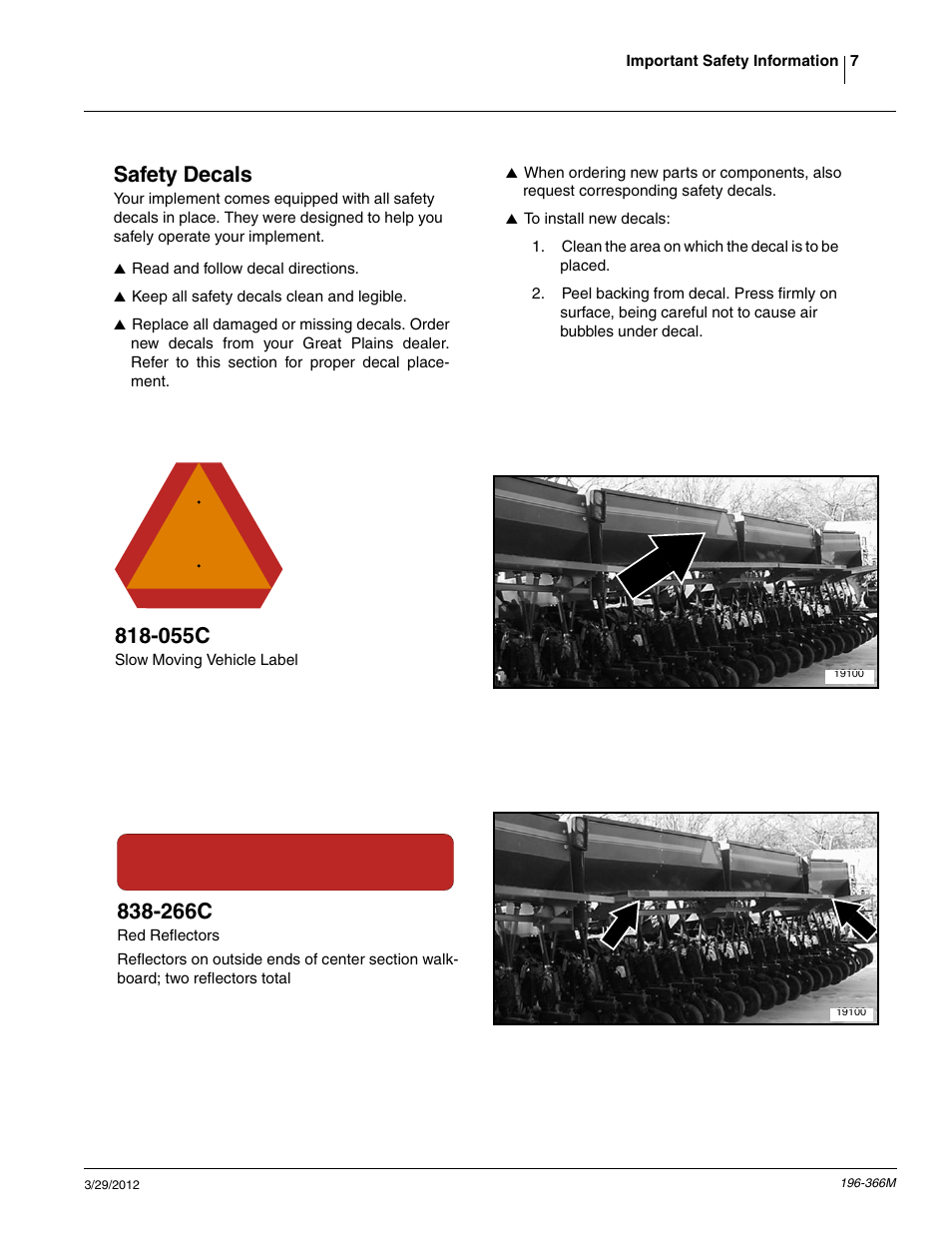 Safety decals, 055c, 266c | Great Plains 3N-3020 Operator Manual User Manual | Page 9 / 76