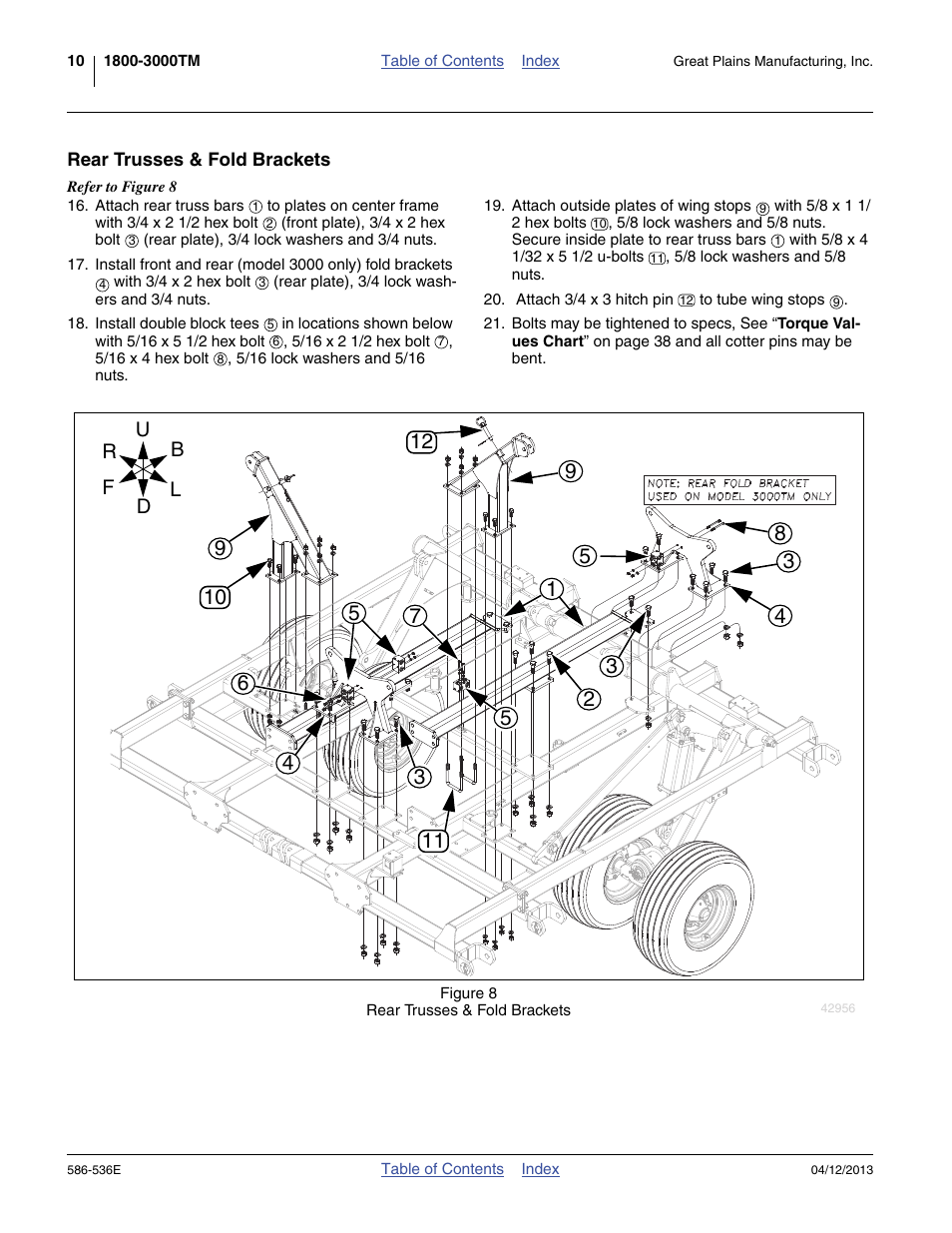 Rear trusses & fold brackets | Great Plains 4000TM Assembly Manual User Manual | Page 14 / 64