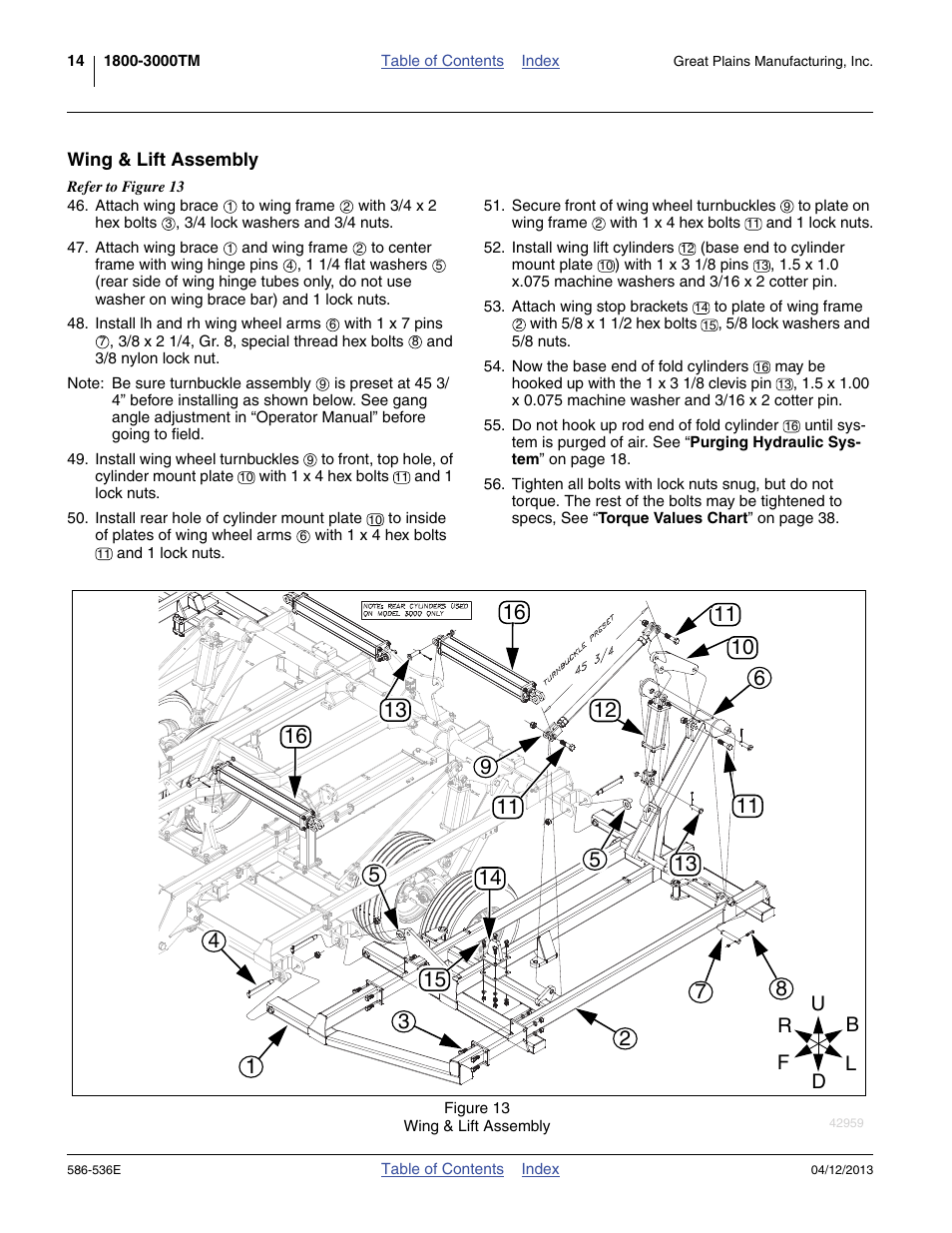 Wing & lift assembly | Great Plains 4000TM Assembly Manual User Manual | Page 18 / 64