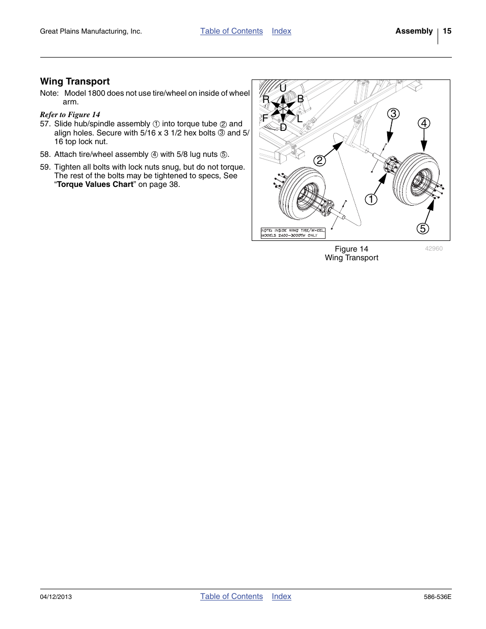 Wing transport | Great Plains 4000TM Assembly Manual User Manual | Page 19 / 64