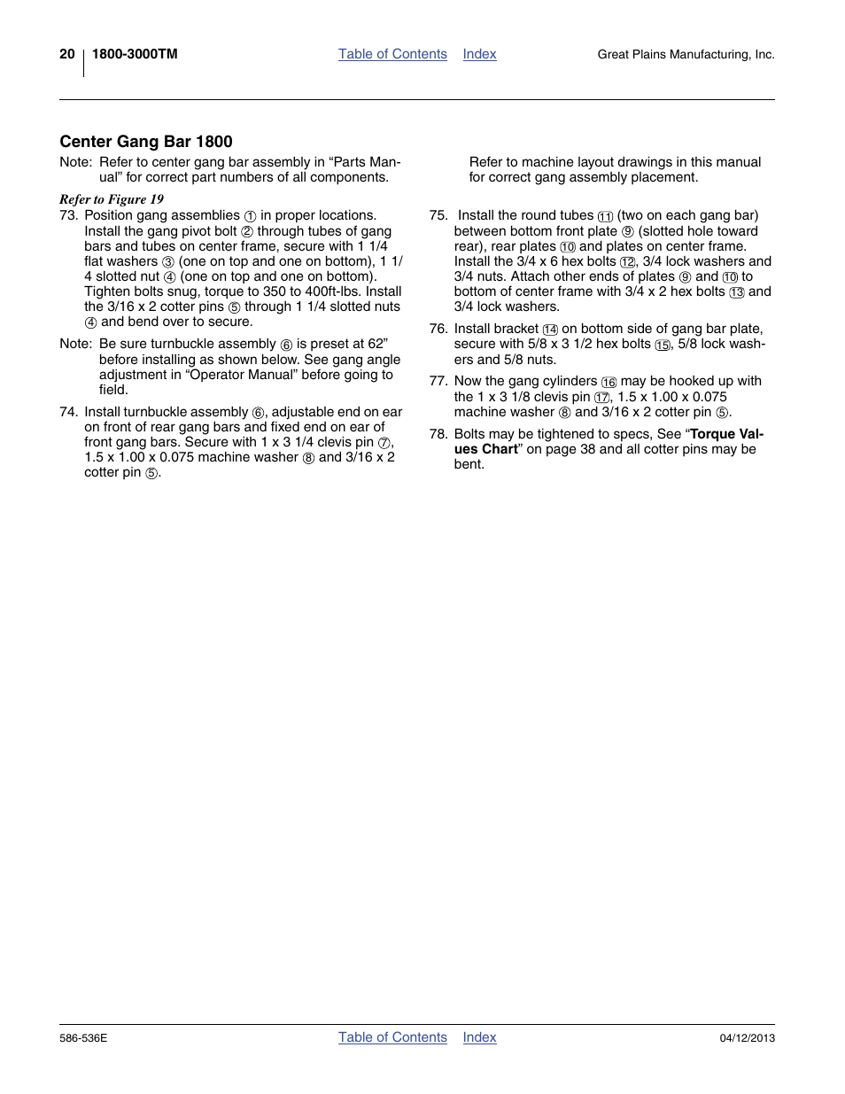 Center gang bar 1800 | Great Plains 4000TM Assembly Manual User Manual | Page 24 / 64