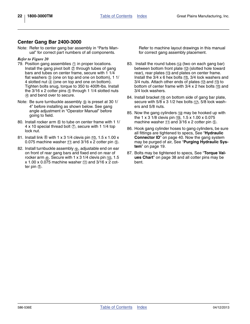 Center gang bar 2400-3000 | Great Plains 4000TM Assembly Manual User Manual | Page 26 / 64