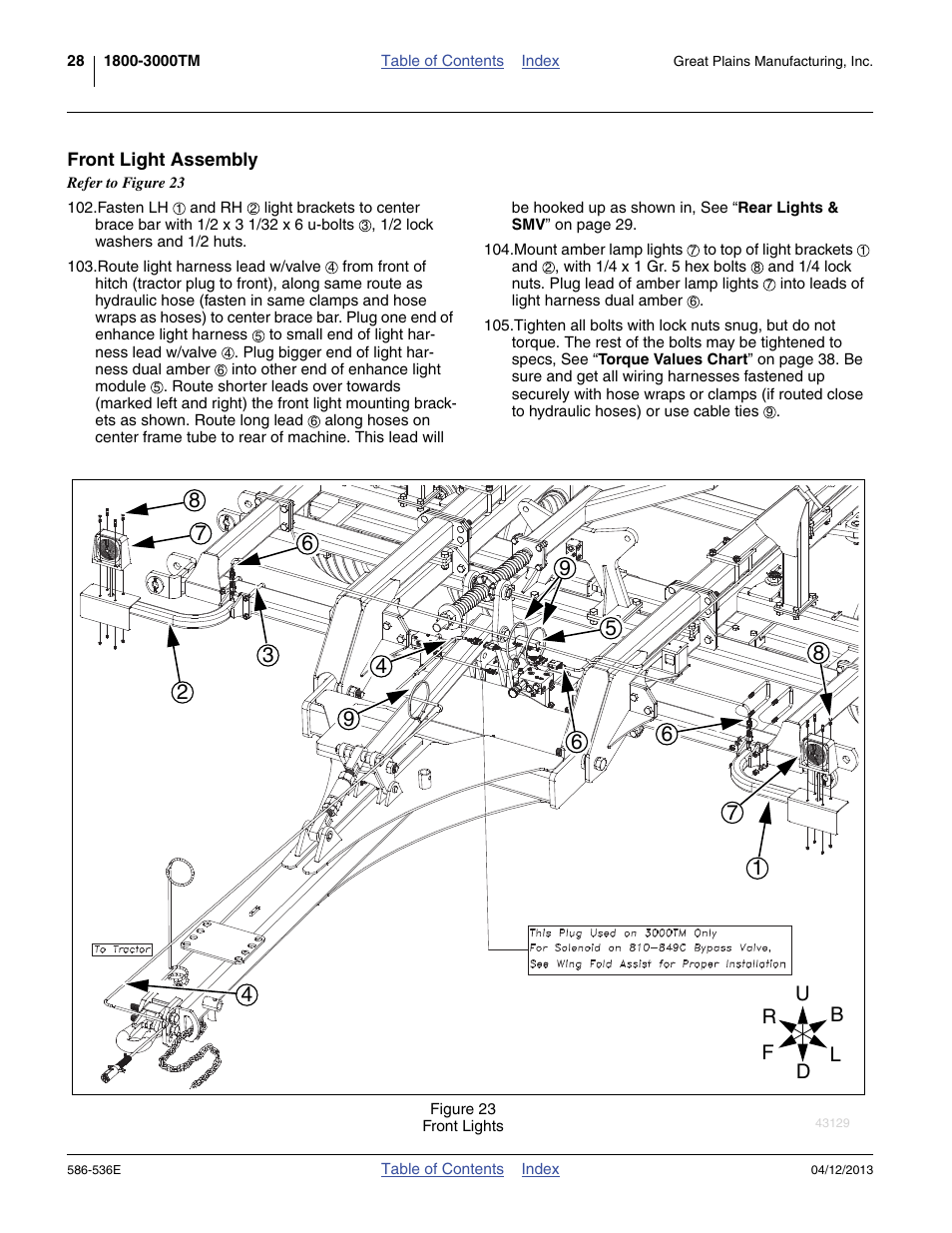 Front light assembly | Great Plains 4000TM Assembly Manual User Manual | Page 32 / 64