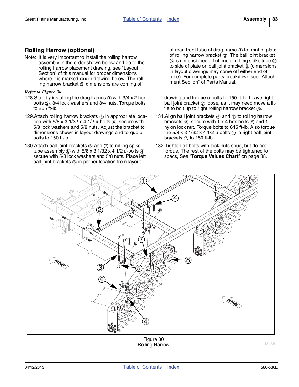 Rolling harrow (optional) | Great Plains 4000TM Assembly Manual User Manual | Page 37 / 64