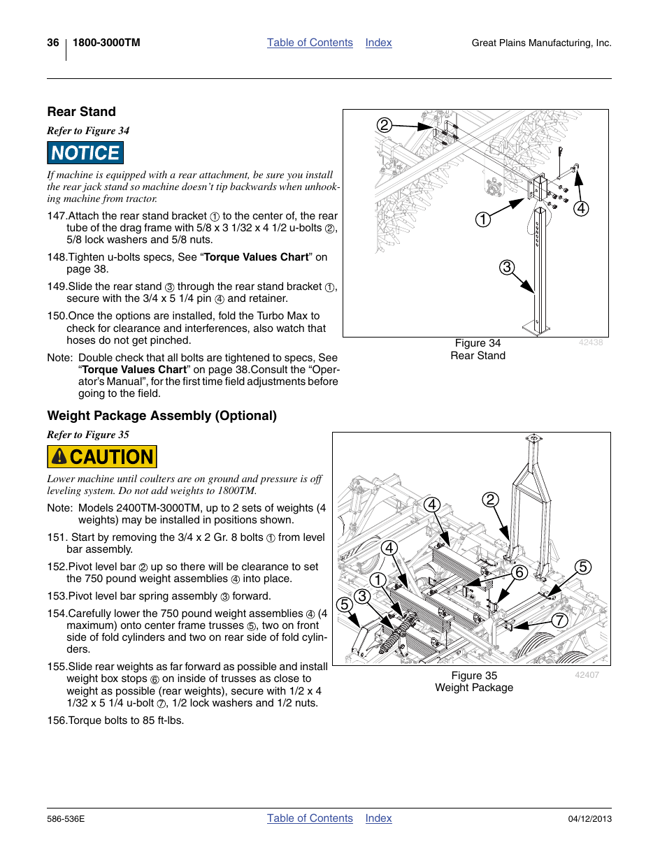 Rear stand, Weight package assembly (optional), Rear stand weight package assembly (optional) | Great Plains 4000TM Assembly Manual User Manual | Page 40 / 64