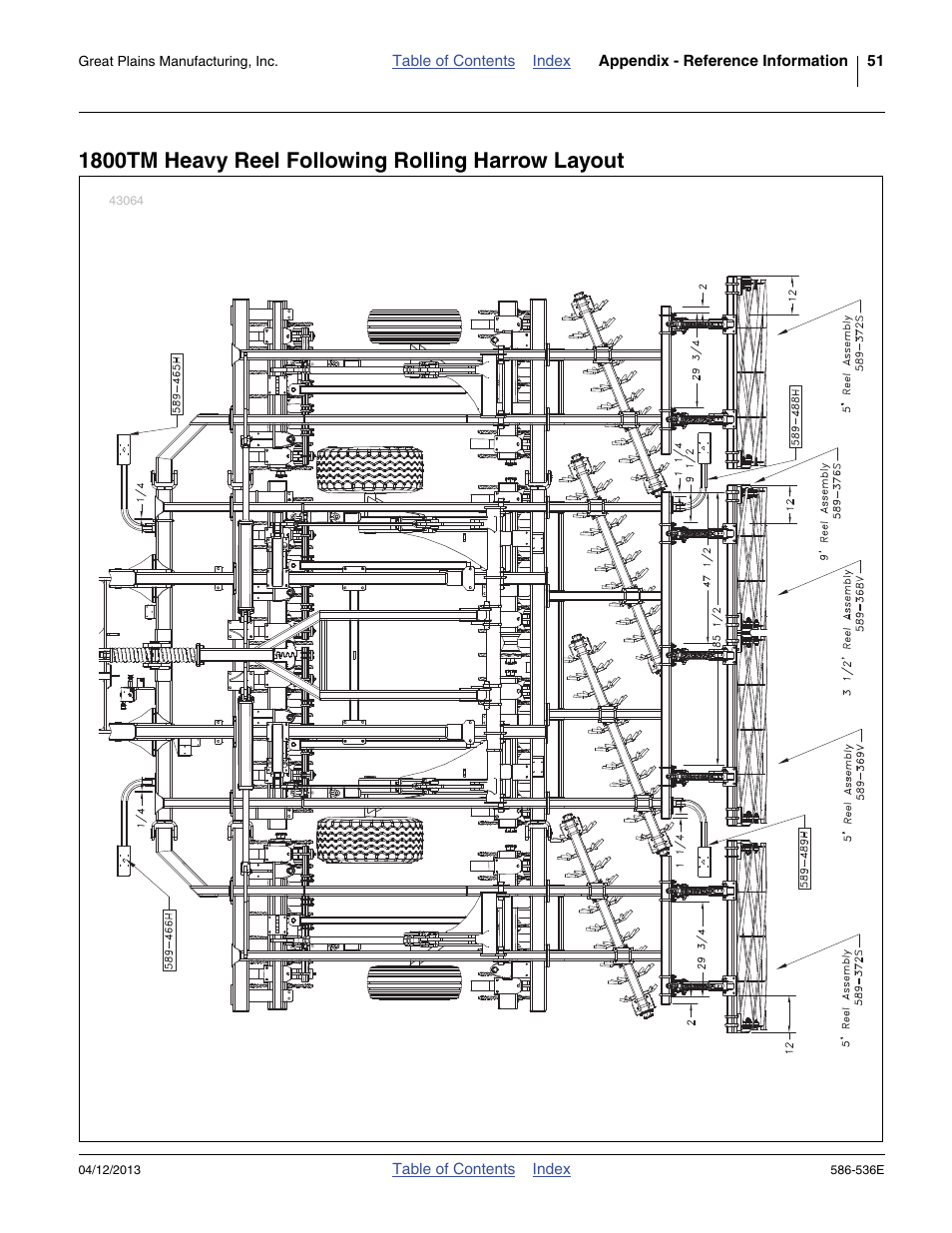 1800tm heavy reel following rolling harrow layout | Great Plains 4000TM Assembly Manual User Manual | Page 55 / 64