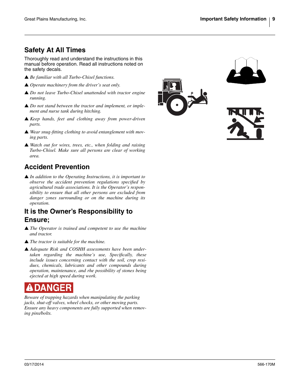 Safety at all times, Accident prevention, It is the owner’s responsibility to ensure | Great Plains TCN5313 Operator Manual User Manual | Page 13 / 76