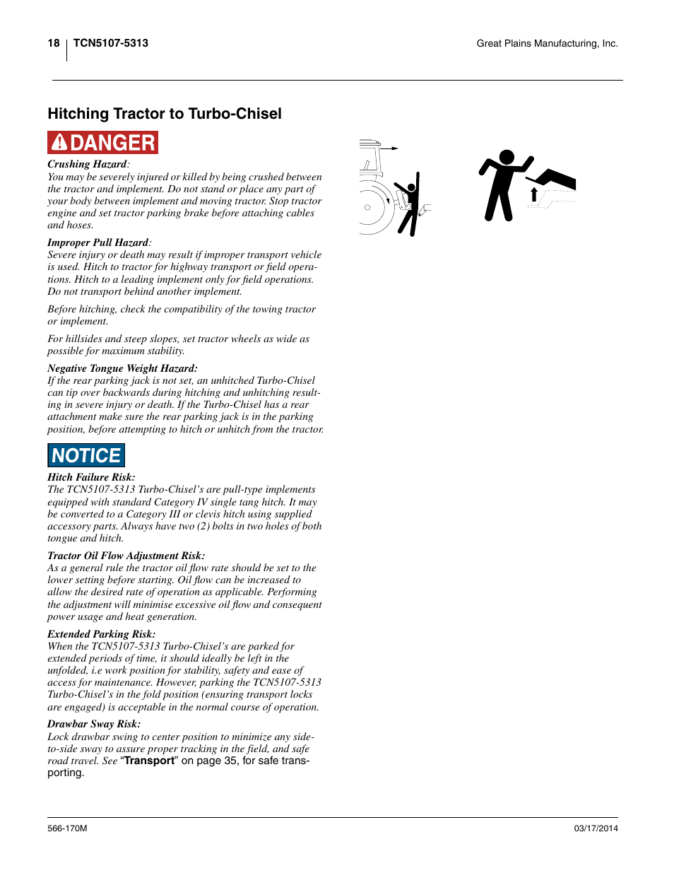 Hitching tractor to turbo-chisel | Great Plains TCN5313 Operator Manual User Manual | Page 22 / 76