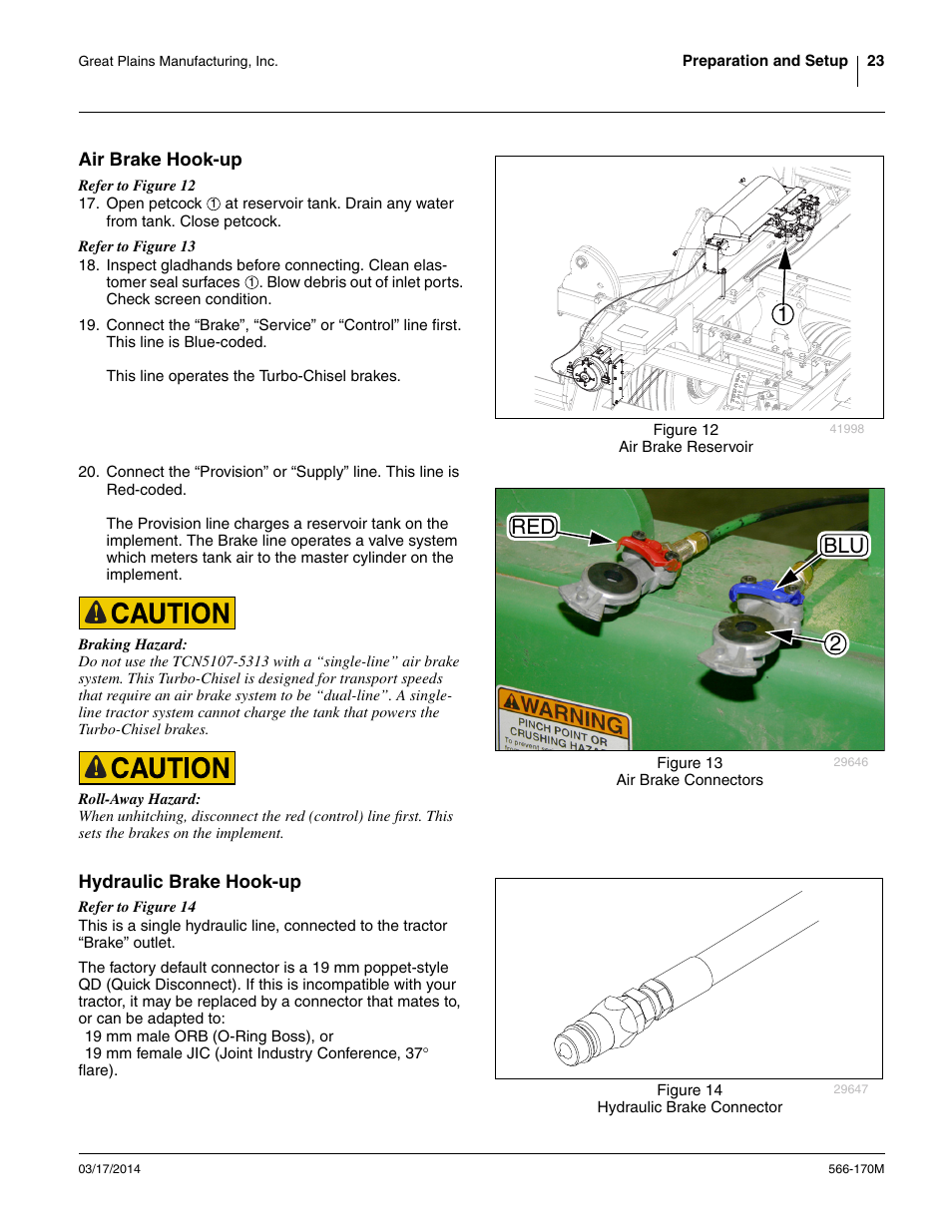 Air brake hook-up, Hydraulic brake hook-up, Red 2 blu | Great Plains TCN5313 Operator Manual User Manual | Page 27 / 76