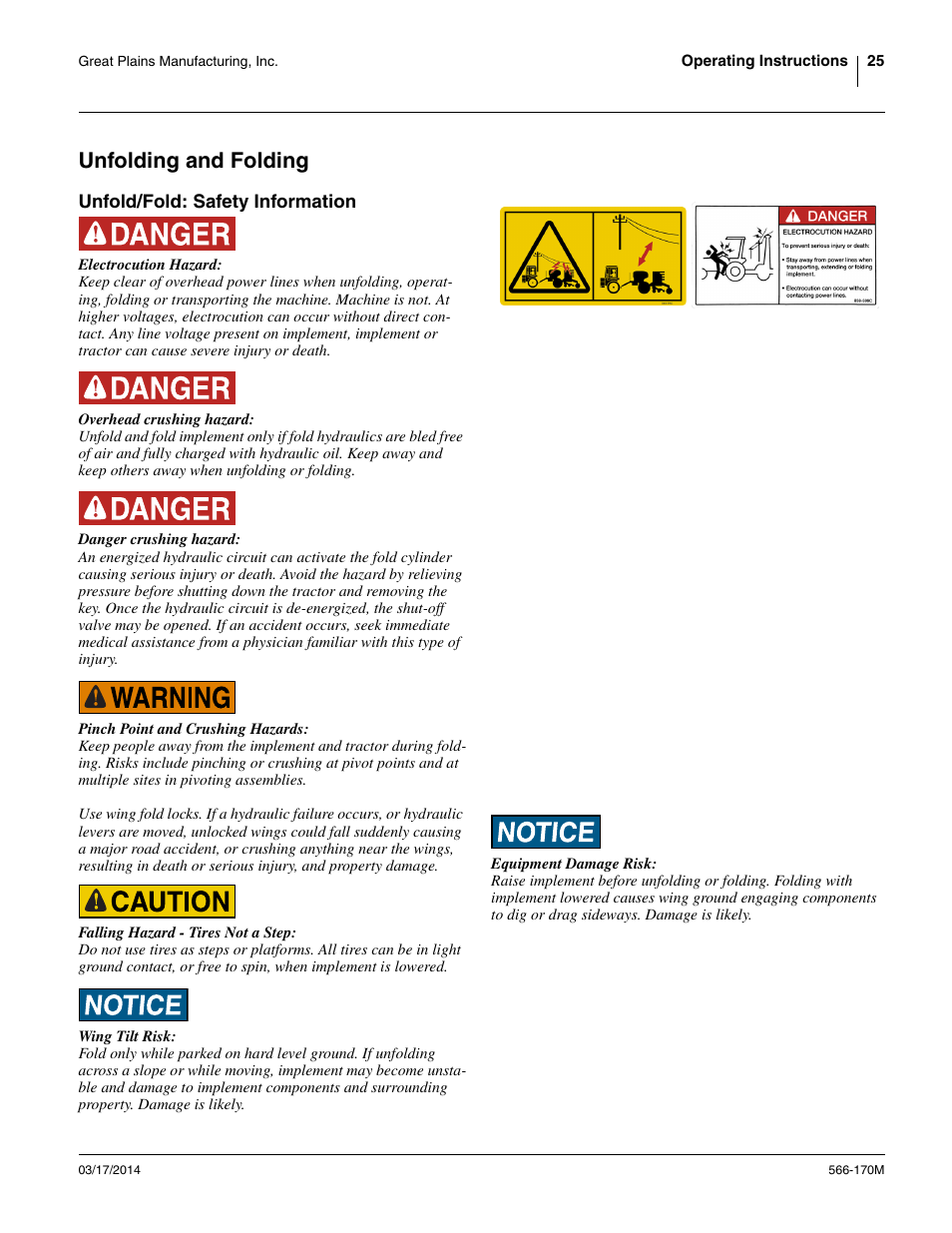 Unfolding and folding, Unfold/fold: safety information | Great Plains TCN5313 Operator Manual User Manual | Page 29 / 76