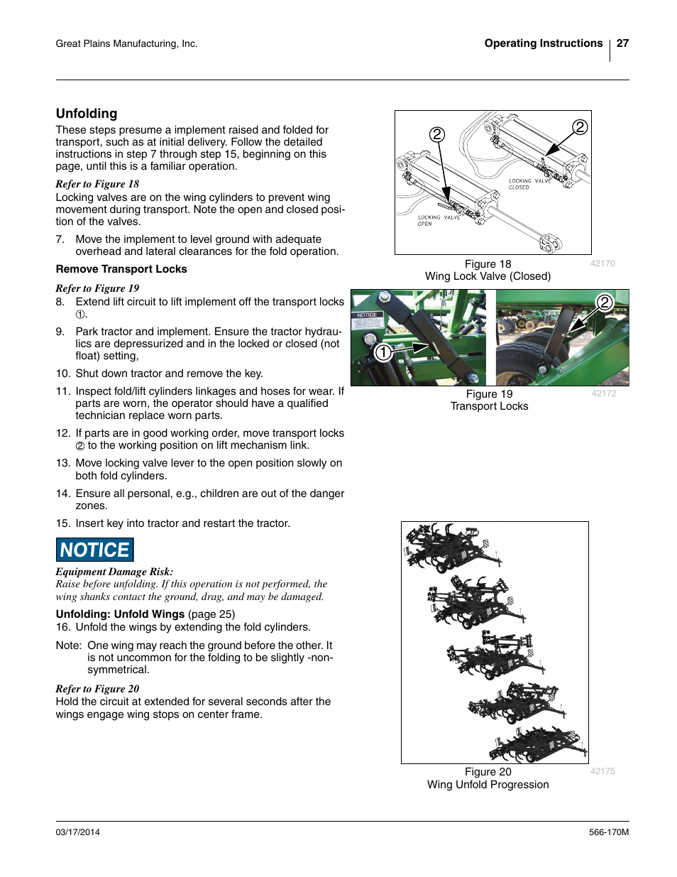 Unfolding, Remove transport locks | Great Plains TCN5313 Operator Manual User Manual | Page 31 / 76