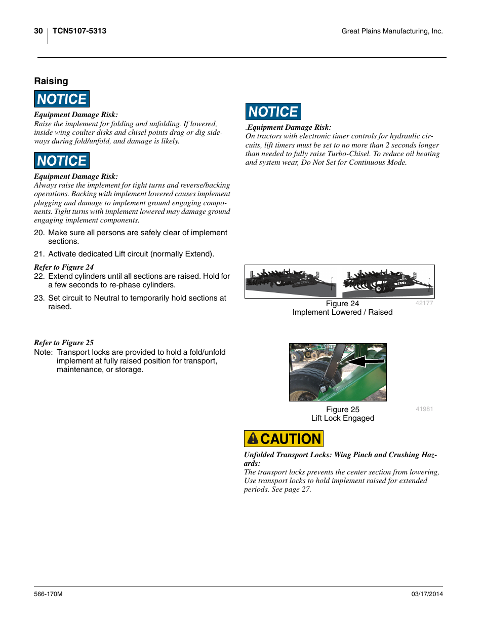 Raising | Great Plains TCN5313 Operator Manual User Manual | Page 34 / 76