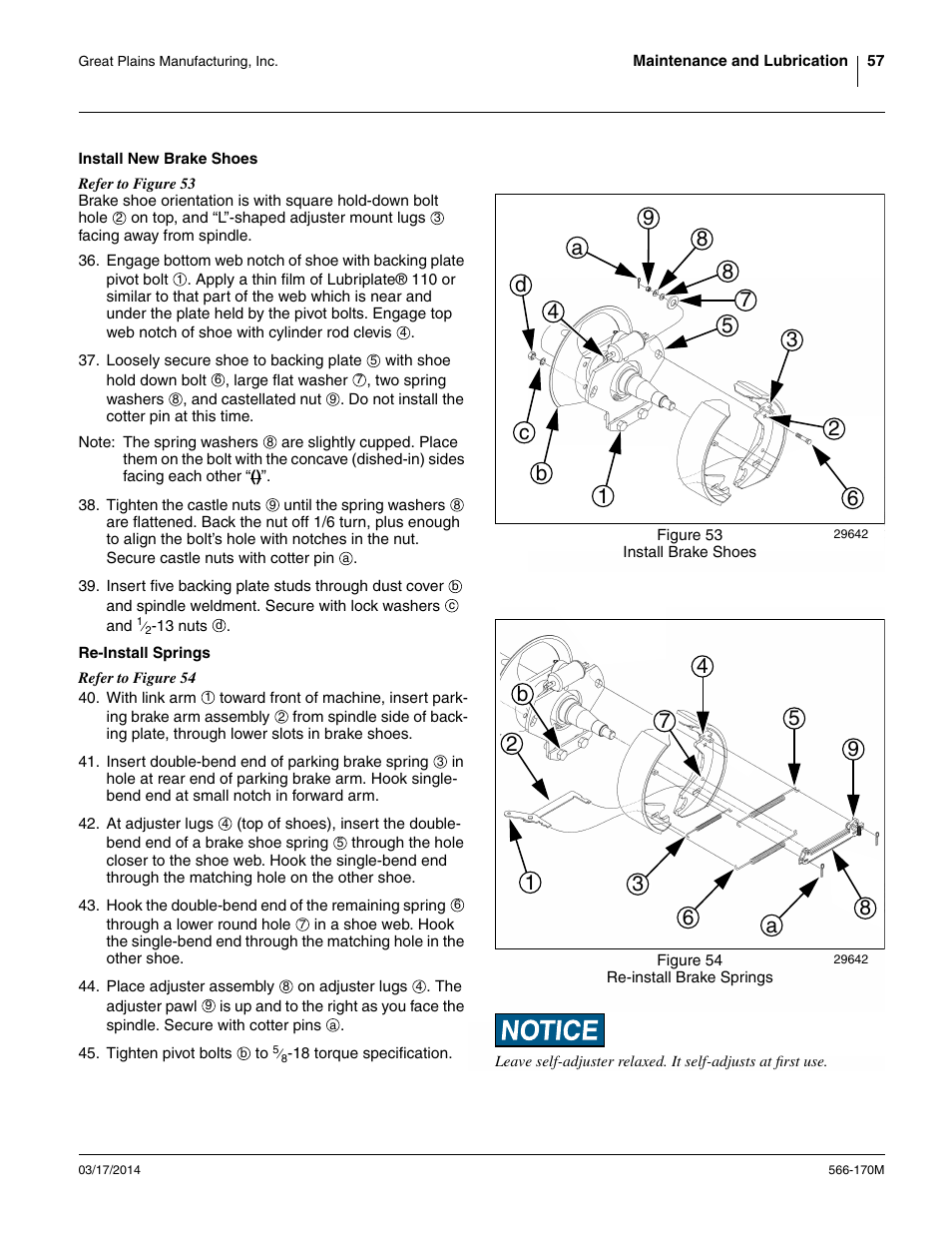 Install new brake shoes, Re-install springs | Great Plains TCN5313 Operator Manual User Manual | Page 61 / 76