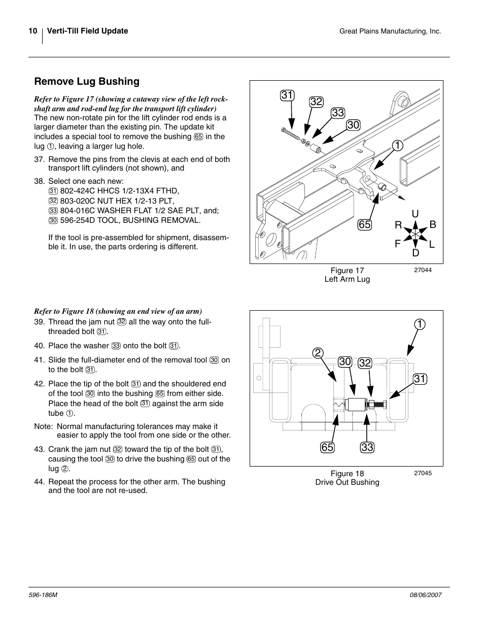 Remove lug bushing | Great Plains Verti-Till Field Update User Manual | Page 10 / 22