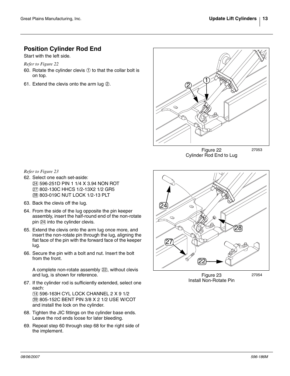 Position cylinder rod end | Great Plains Verti-Till Field Update User Manual | Page 13 / 22