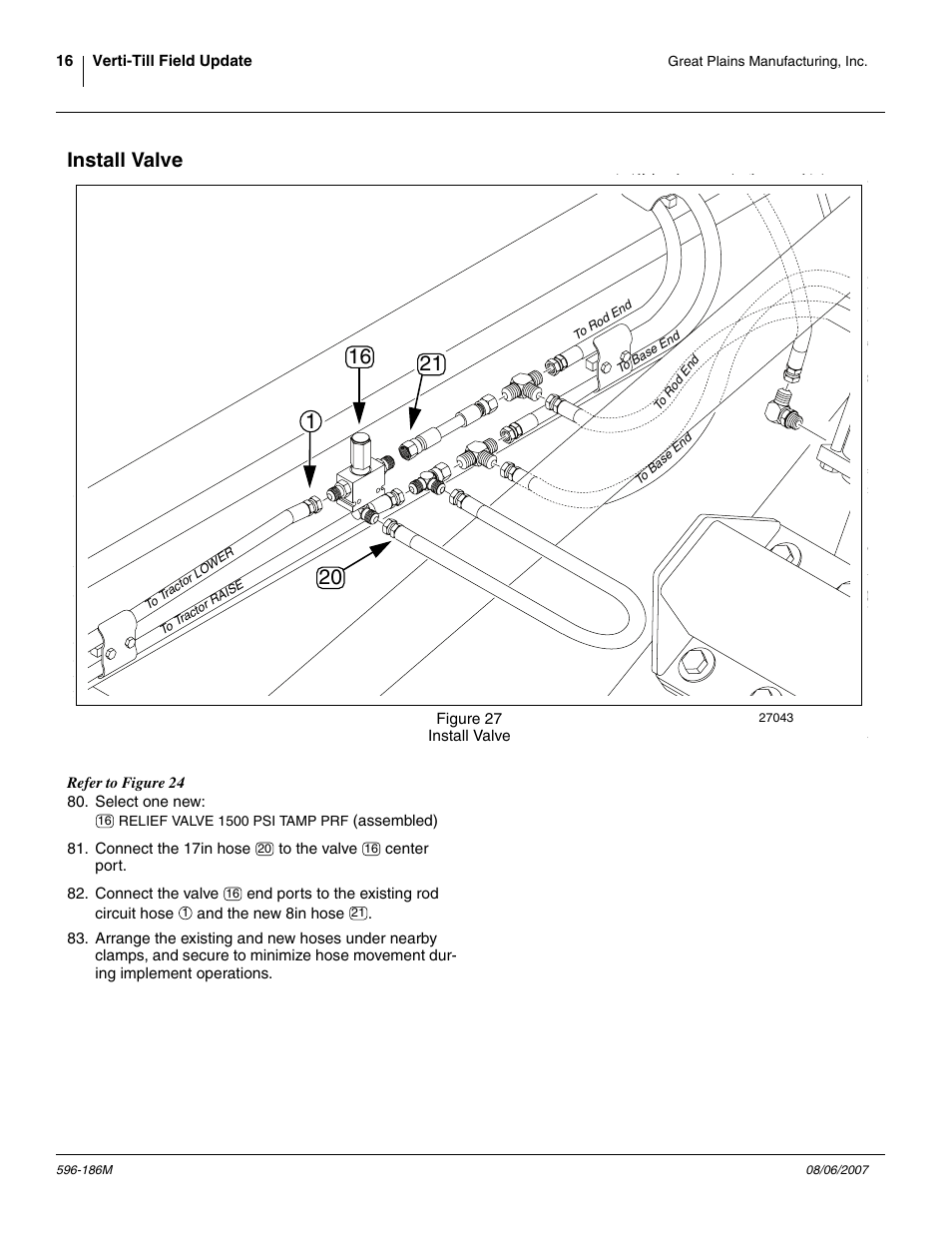 Install valve | Great Plains Verti-Till Field Update User Manual | Page 16 / 22