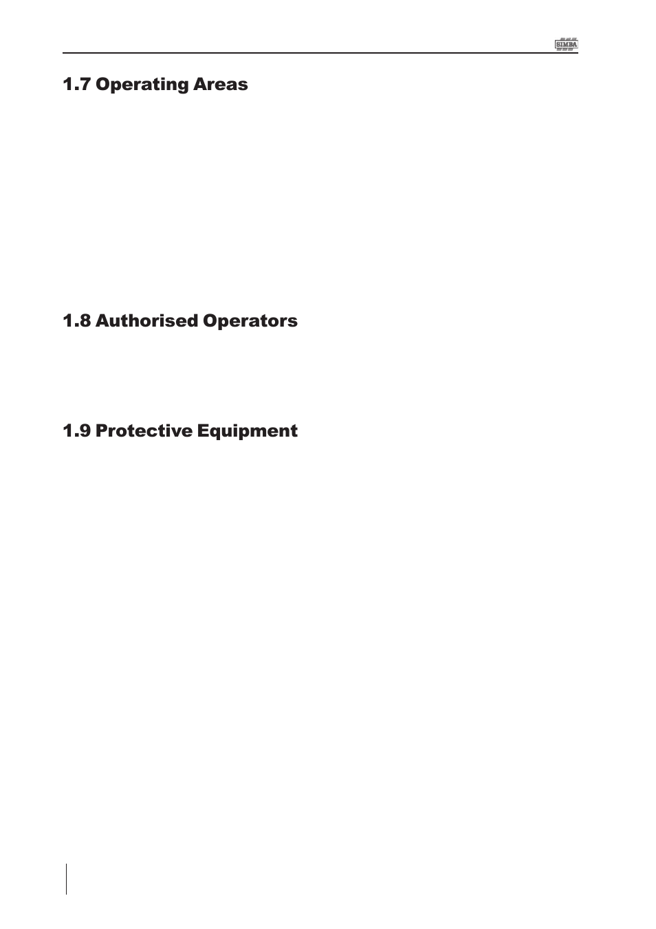 7 operating areas, 8 authorised operators, 9 protective equipment | Great Plains P15061 Serial No 12682 User Manual | Page 14 / 172