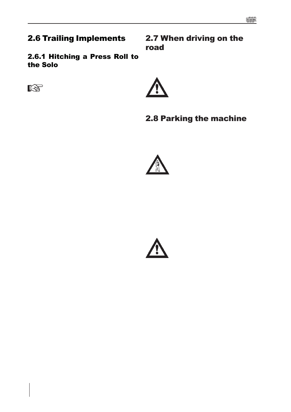 6 trailing implements, 7 when driving on the road, 8 parking the machine | Great Plains P15061 Serial No 12682 User Manual | Page 18 / 172