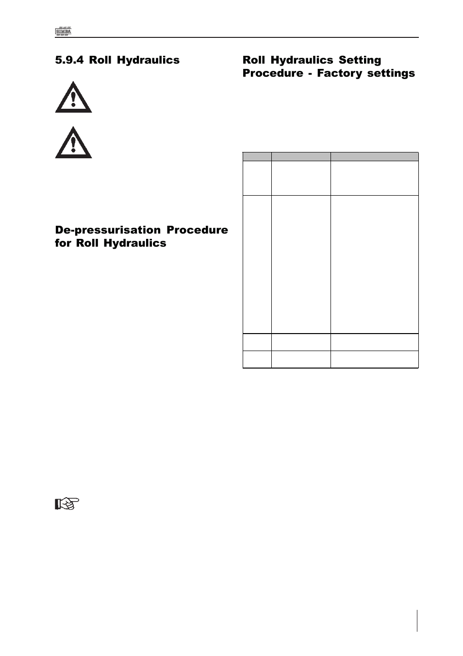 4 roll hydraulics, De-pressurisation procedure for roll hydraulics | Great Plains P15061 Serial No 12682 User Manual | Page 35 / 172