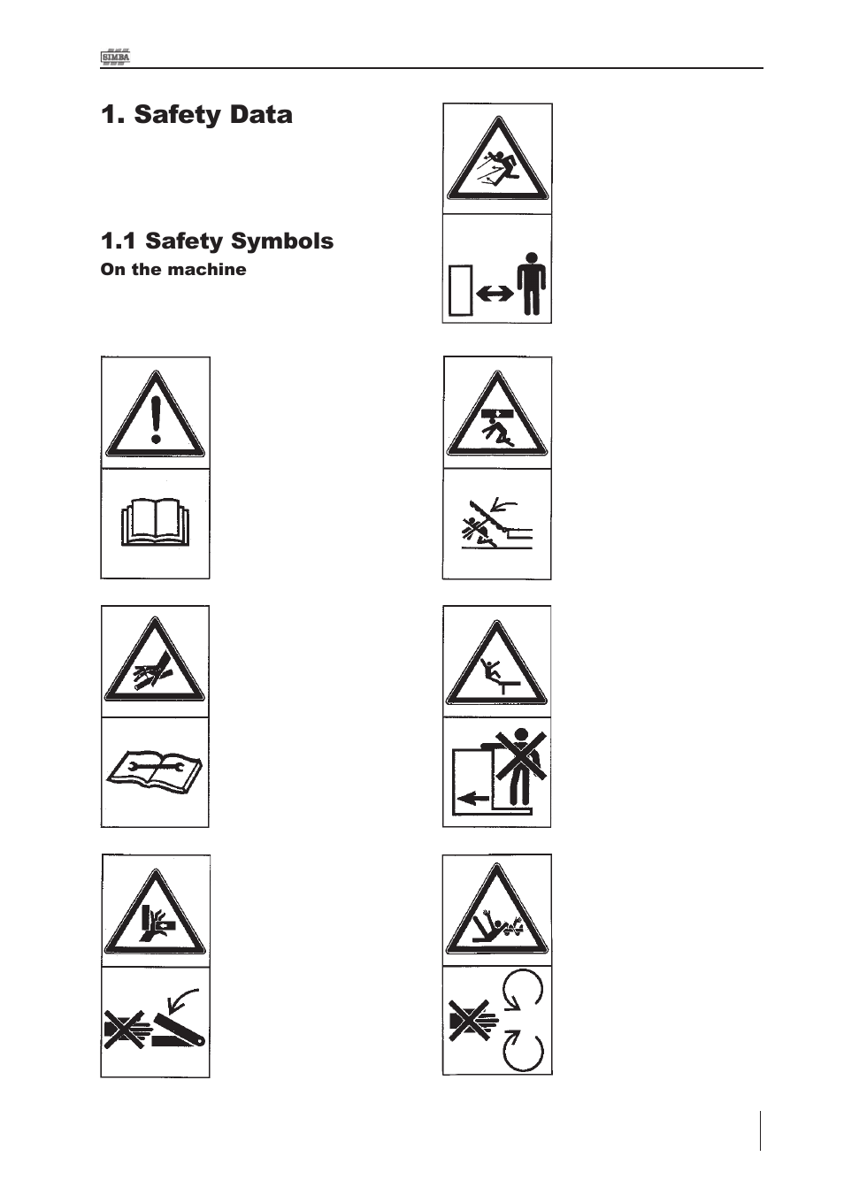 Safety data, 1 safety symbols | Great Plains P15061 Serial No 12682 User Manual | Page 9 / 172