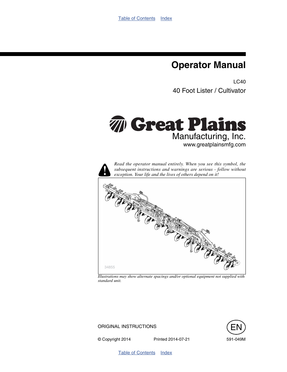 Great Plains LC40 Operator Manual User Manual | 56 pages