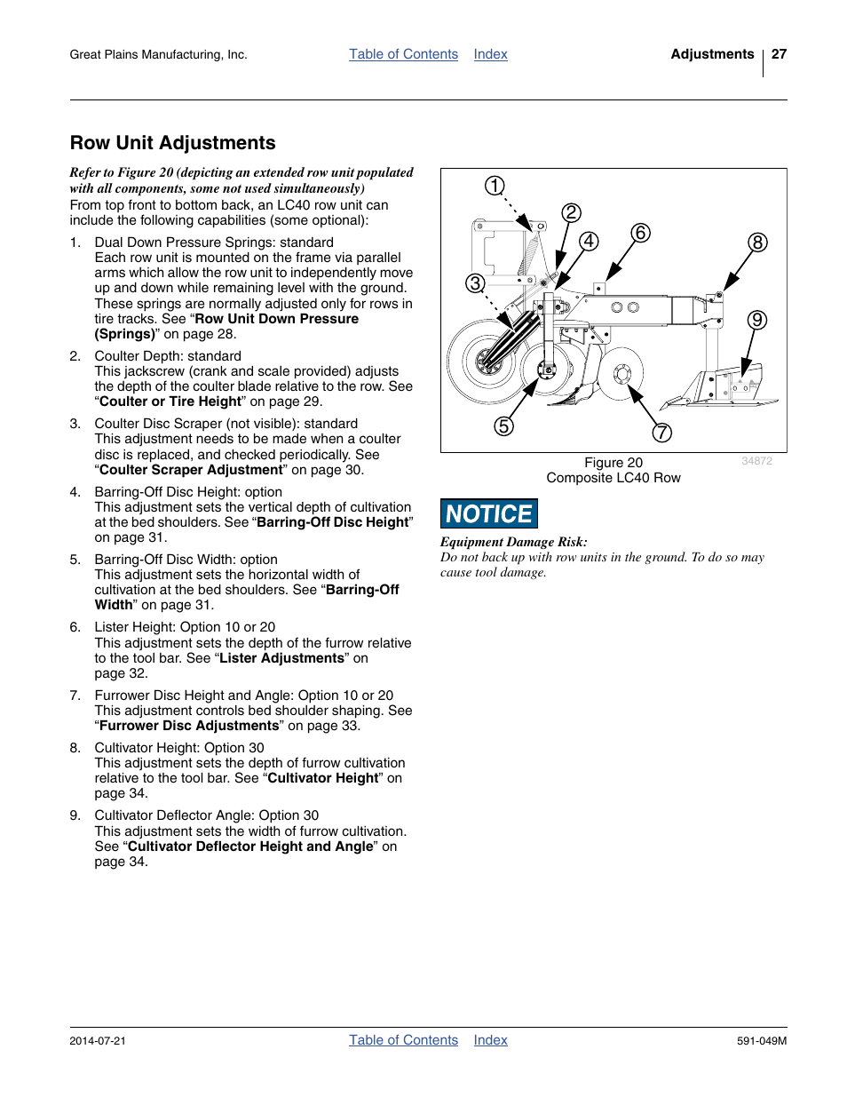 Row unit adjustments | Great Plains LC40 Operator Manual User Manual | Page 31 / 56