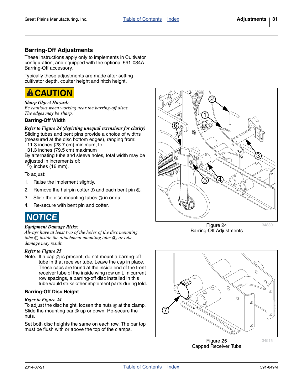 Barring-off adjustments, Barring-off width, Barring-off disc height | Barring-off width barring-off disc height | Great Plains LC40 Operator Manual User Manual | Page 35 / 56