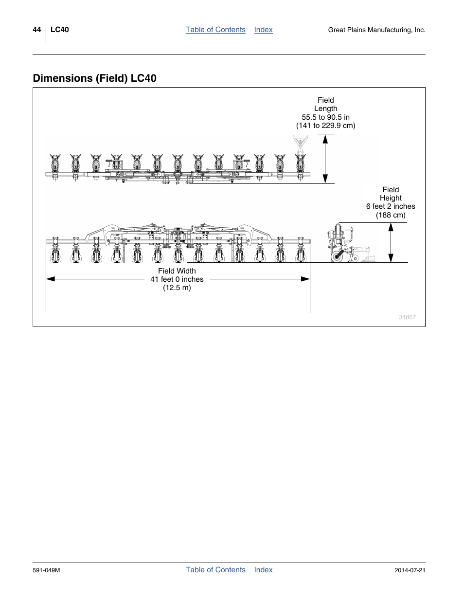 Dimensions (field) lc40 | Great Plains LC40 Operator Manual User Manual | Page 48 / 56