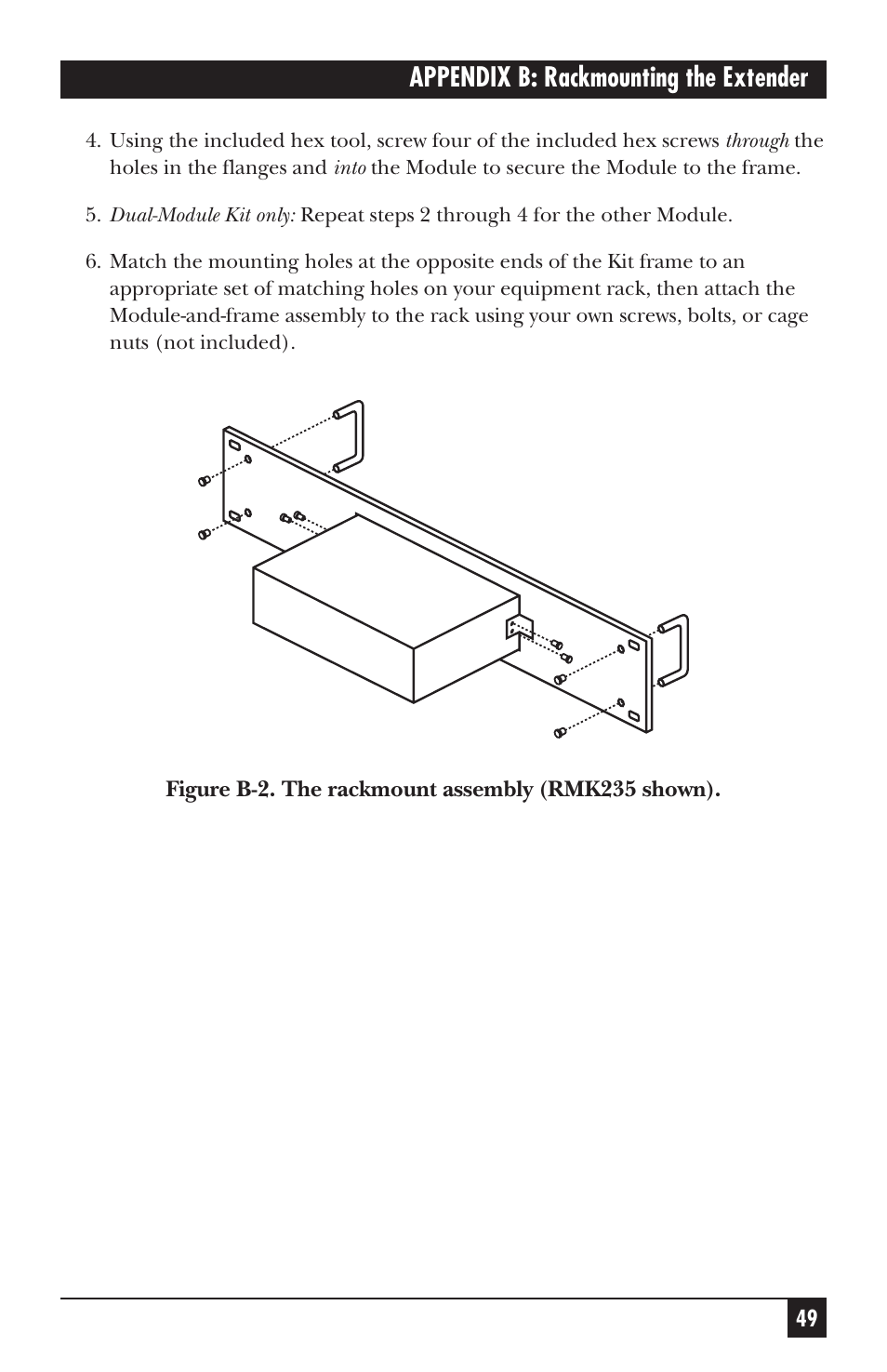 Appendix b: rackmounting the extender | Black Box ACS235A User Manual | Page 100 / 103