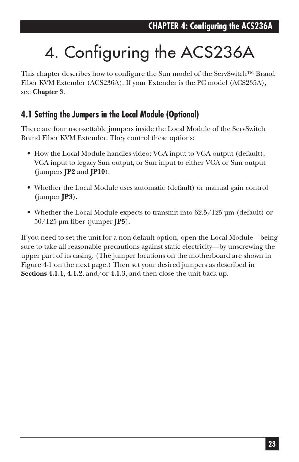 Configuring the acs236a | Black Box ACS235A User Manual | Page 24 / 103