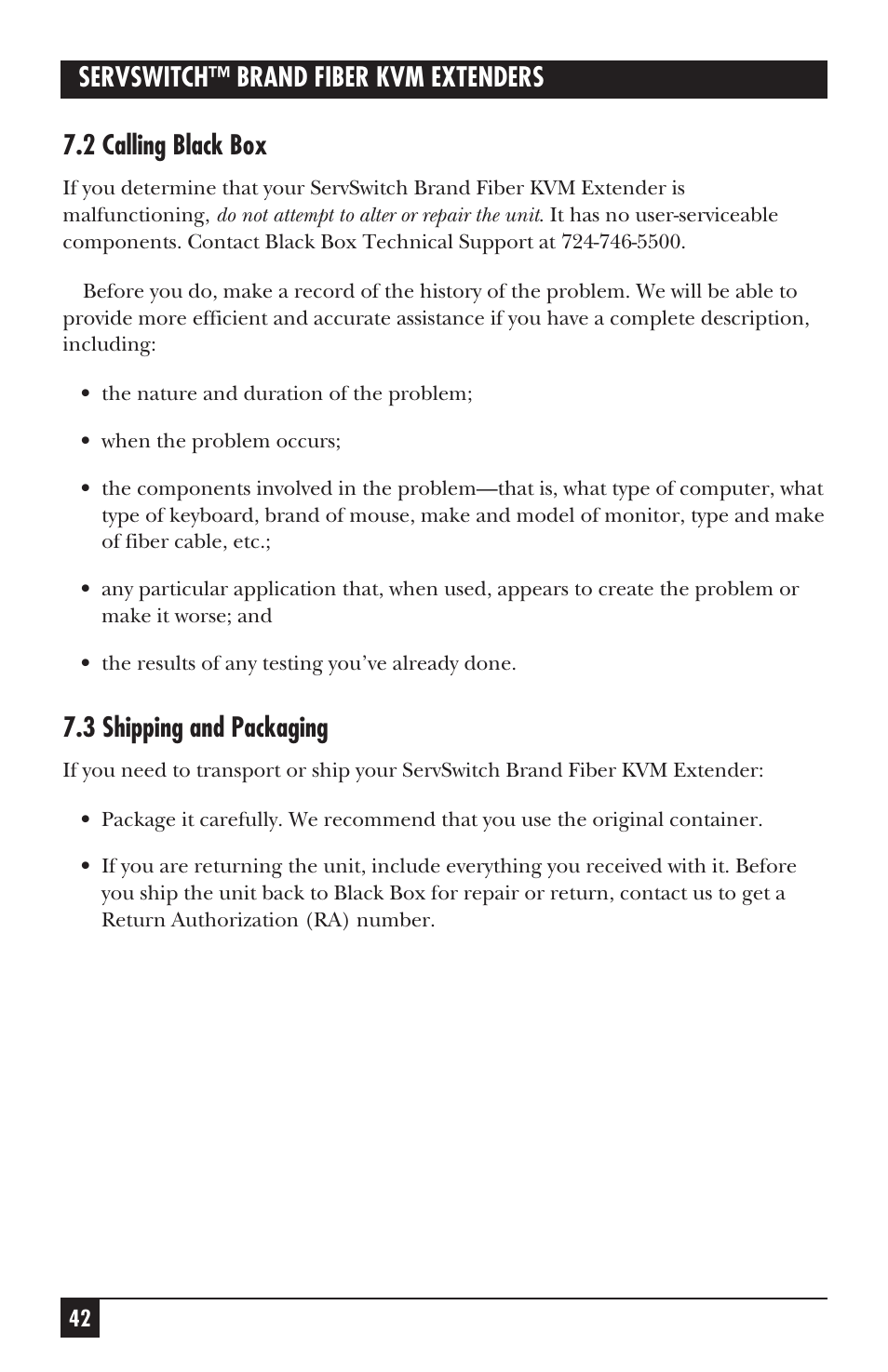 3 shipping and packaging | Black Box ACS235A User Manual | Page 43 / 103
