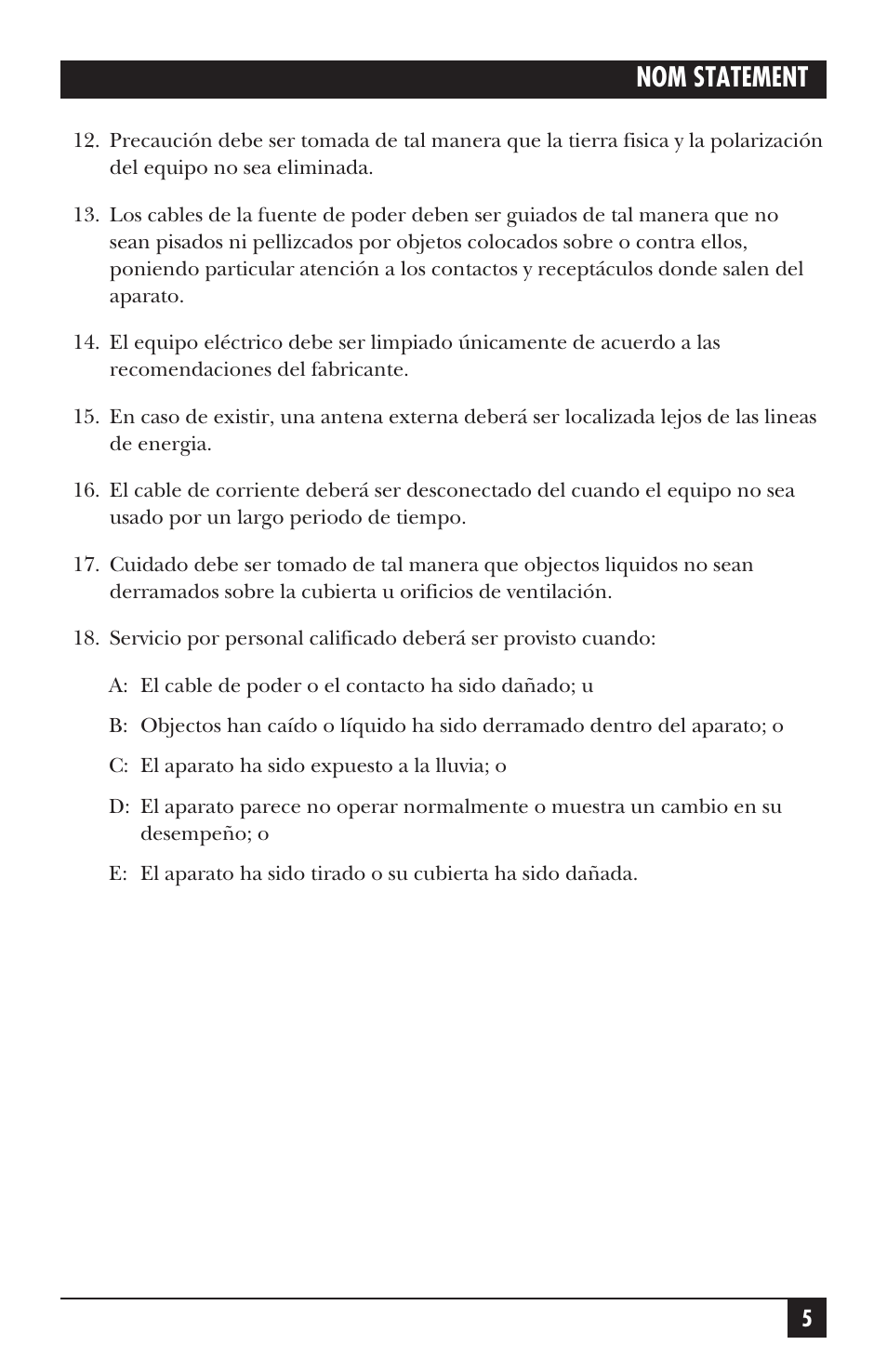 Nom statement | Black Box ACS235A User Manual | Page 56 / 103