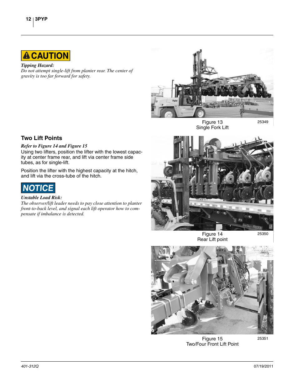 Two lift points | Great Plains 3PYP Predelivery Manual User Manual | Page 16 / 82